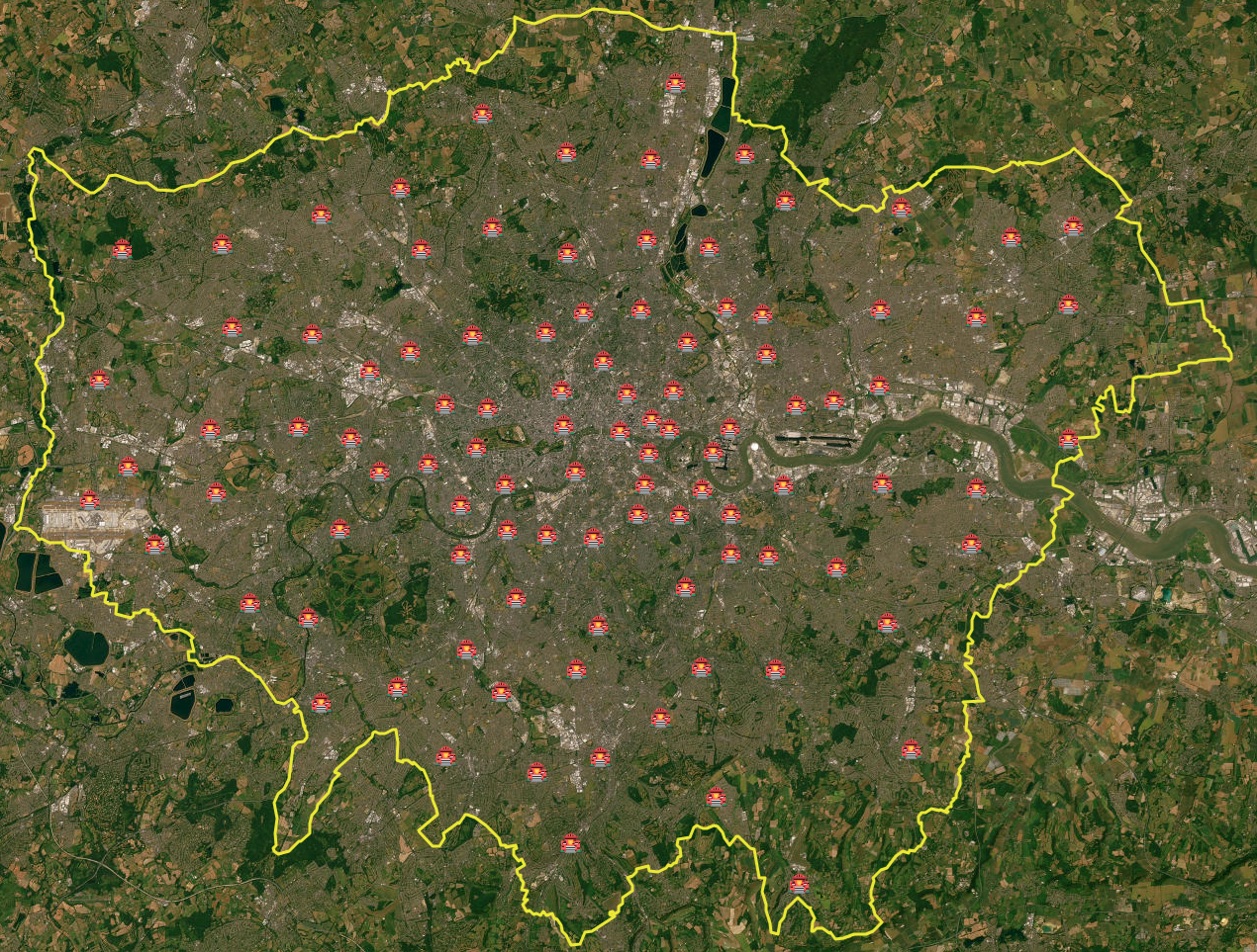 London area borders and fire stations